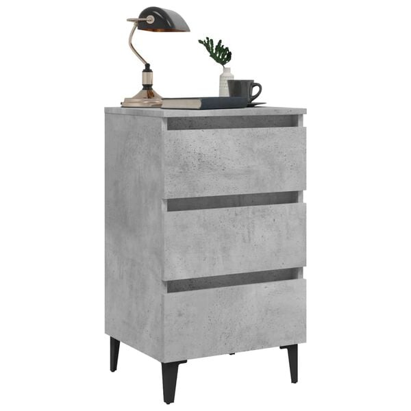 vidaXL Bed Cabinet with Metal Legs 2 pcs Concrete Grey 40x35x69 cm