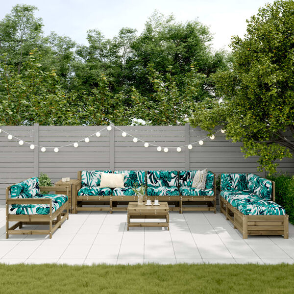 vidaXL 11 Piece Garden Sofa Set Impregnated Wood Pine