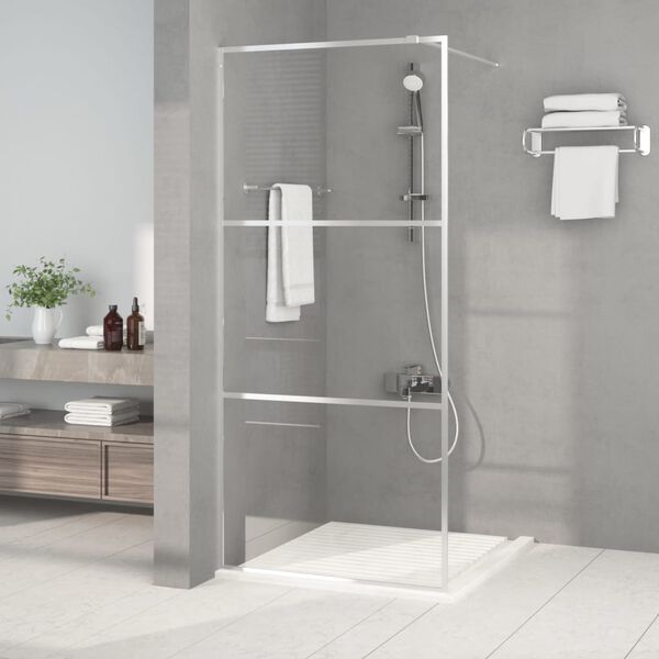 vidaXL Walk-in Shower Wall Silver 90x195 cm Clear ESG Glass