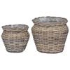 vidaXL Planter Basket with Storage 2 pcs Grey Lacak Rattan