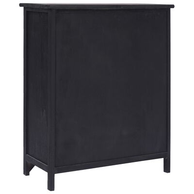 vidaXL Side Cabinet with 6 Drawers Black 60x30x75 cm Paulownia Wood