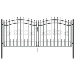 vidaXL Fence Gate with Spear Top KAMPEN 305 x 125 cm Steel Grey