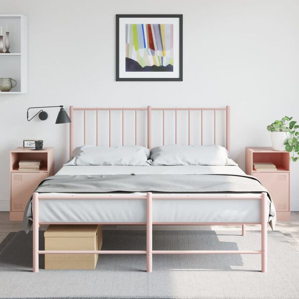 vidaXL Bedside Cabinets 2pcs Pink 34.5x39x62 cm Steel