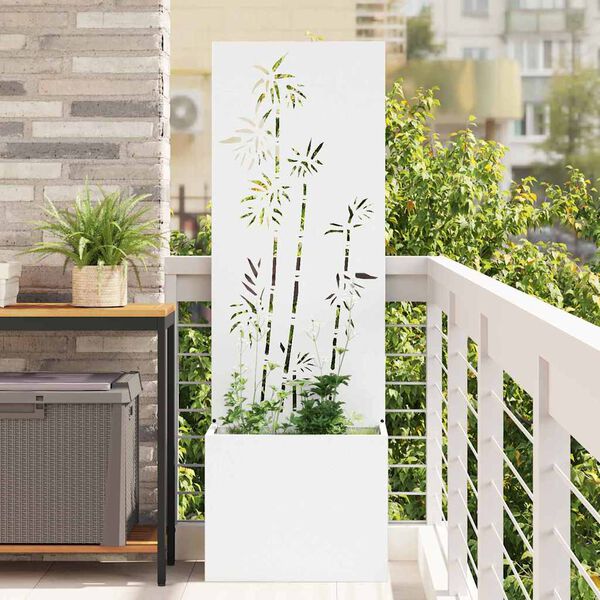 vidaXL Garden Privacy Screen White 50 x 140 cm Cold-rolled steel