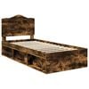 vidaXL Bed Frame with Headboard Smoked Oak 75 x 190 cm Solid Pine Wood