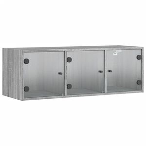 vidaXL Wall Cabinet with Glass Doors Grey Sonoma 102x37x35 cm