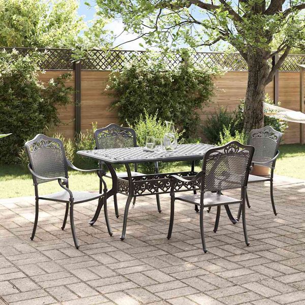 vidaXL Garden Dining Set 5 pcs Black Aluminium