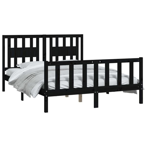 vidaXL Bed Frame without Mattress Black Solid Wood Pine 140x200 cm