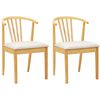 vidaXL Dining Chair 2 pcs Solid Rubberwood Natural and Light
