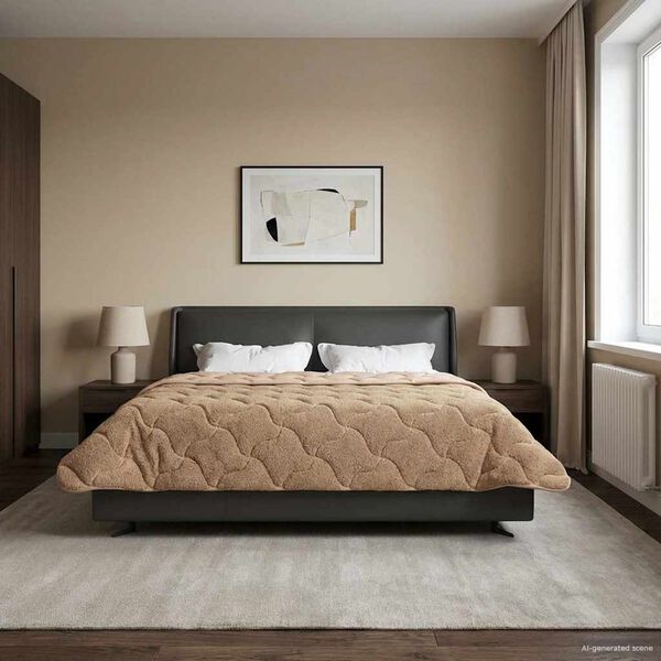 vidaXL Full Year Duvet Taupe 220 x 240 cm Microfiber and Teddy fleece