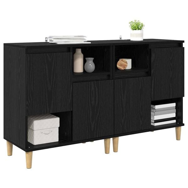 vidaXL Sideboards 2 pcs Black Oak 60 x 35 x 70 cm Engineered Wood