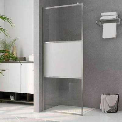 vidaXL Walk-in Shower Wall with Half Frosted ESG Glass 115x195 cm
