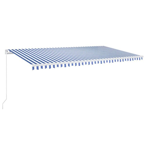 vidaXL Manual Retractable Awning with LED 600x350 cm Blue and White
