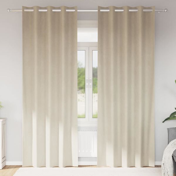 vidaXL Blackout Curtains 2 pcs Cream 140 x 225 cm Velvet