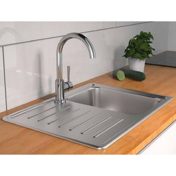 SCH&Uuml;TTE Sink Mixer with Round Spout CORNWALL Low Pressure Chrome