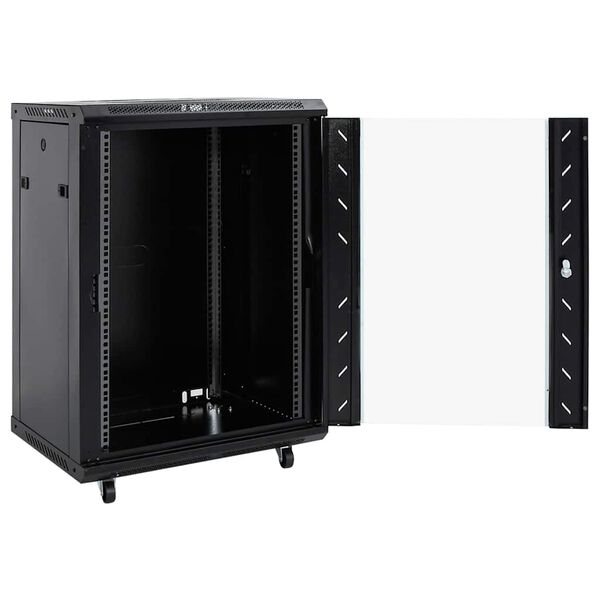 vidaXL Network Cabinet with Storage Black 60 x 60 x 80 cm Steel