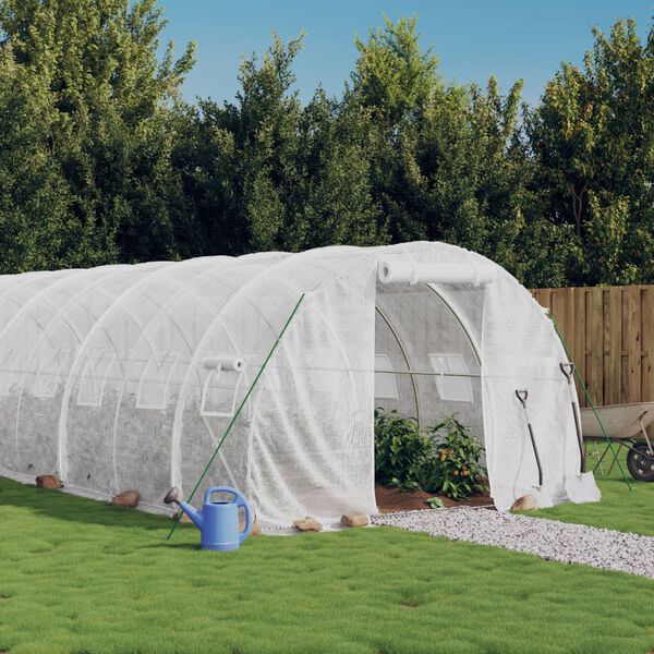 vidaXL Greenhouse with Steel Frame White 30 m&sup2; 10x3x2 m