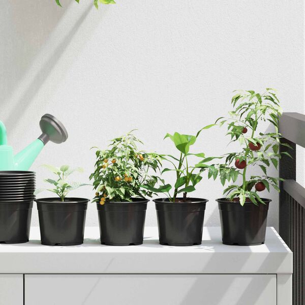 vidaXL Flower Pot 50 pcs Black &Oslash; 10 x 8 cm Plastic