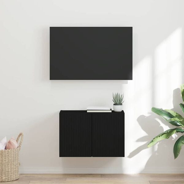 vidaXL TV Wall Cabinet Black 59.5 x 31 x 40 cm Engineered Wood