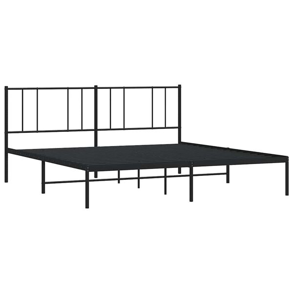 vidaXL Metal Bed Frame without Mattress with Headboard Black 183x213cm