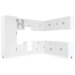vidaXL 14 Piece Kitchen Cabinet Set Porto White Engineered Wood