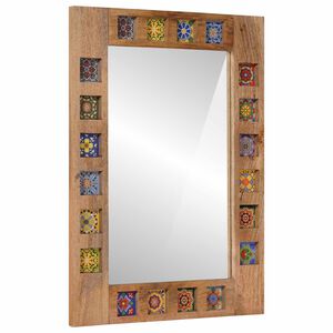 vidaXL Bathroom Mirror Natural 50 x 70 x 3 cm Solid Mango Wood