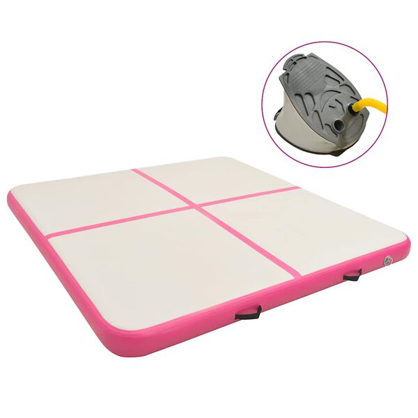 vidaXL Inflatable Gymnastics Mat with Pump 200x200x15 cm PVC Pink