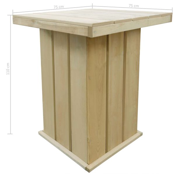 vidaXL Bar Table 75x75x110 cm Impregnated Pinewood