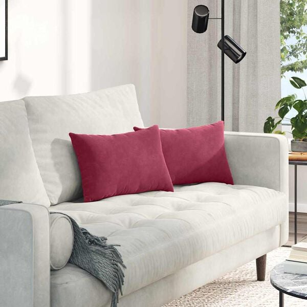 vidaXL Sofa Pillows 2 pcs Wine red 50 x 30 cm Corduroy Fabric