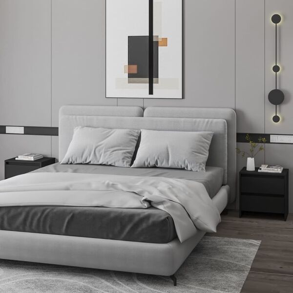vidaXL Bedside Cabinets 2 pcs Black 45x34.5x44.5 cm Engineered Wood