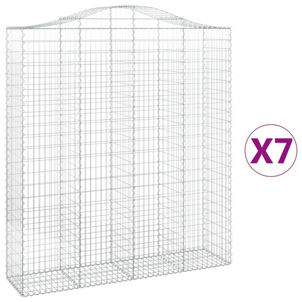 vidaXL Arched Gabion Baskets 7 pcs 200x50x220/240 cm Galvanised Iron