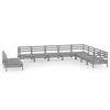 vidaXL 10 Piece Garden Lounge Set Solid Wood Pine Grey