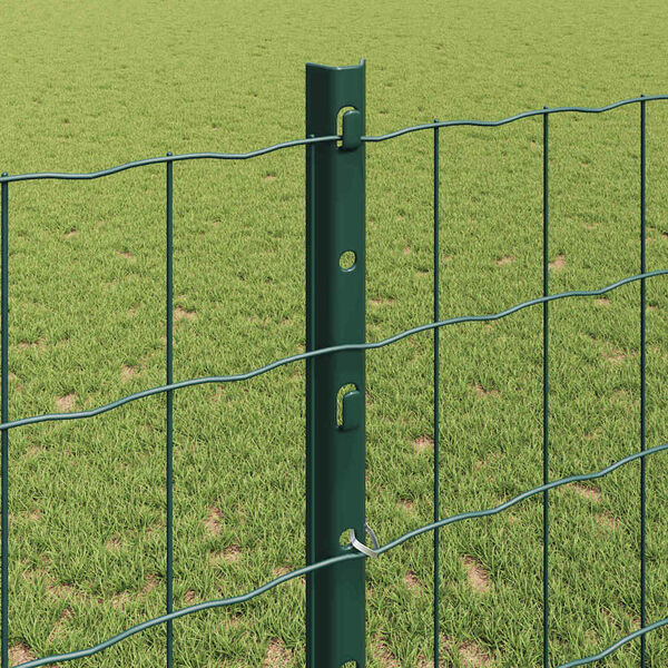 vidaXL Fence with Post Green 1.2 x 10 m Steel and PVC