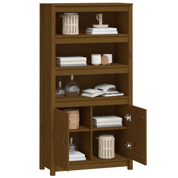 vidaXL Highboard Honey Brown 80x35x154 cm Solid Wood Pine