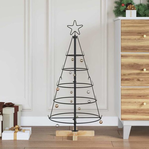 vidaXL Christmas Cone Tree with Stand Black 90 cm Steel