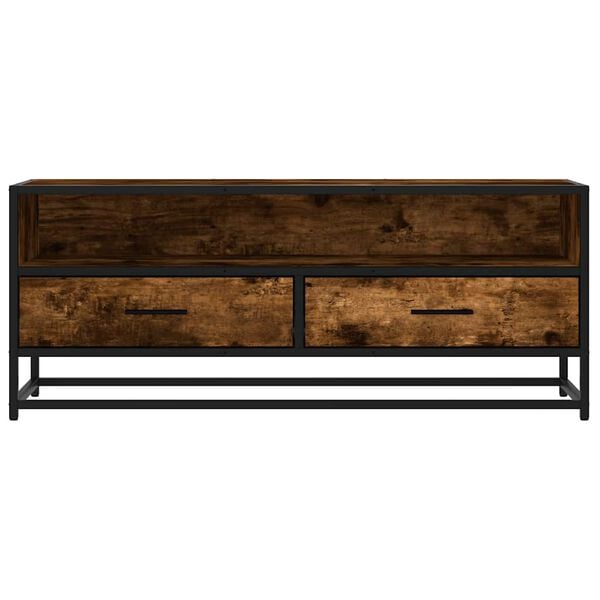 vidaXL TV Cabinet Smoked Oak 100x34.5x40 cm Engineered Wood and Metal