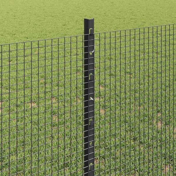 vidaXL Fence with Post Grey 0.8 x 100 m Steel and PVC