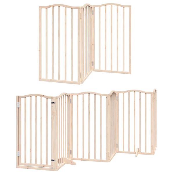 vidaXL Dog Gate with Door Foldable 12 Panels 600 cm Poplar Wood