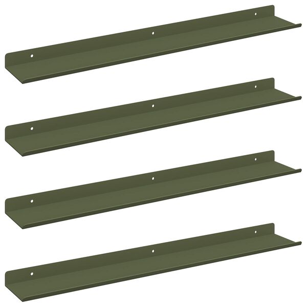 vidaXL Floating Shelf 4 pcs Olive Green 60 x 9 x 2.5 cm Steel