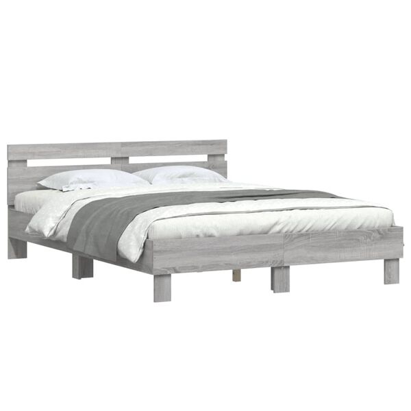 vidaXL Bed Frame without Mattress Grey Sonoma 140x190 cm