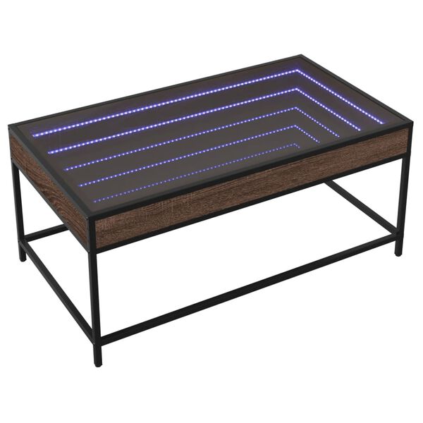 vidaXL Coffee Table with Infinity LED Brown Oak 90x50x41 cm