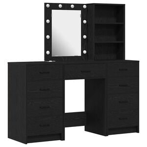 vidaXL Dressing Table 3 pcs Black 40 x 41 x 135 cm Engineered Wood
