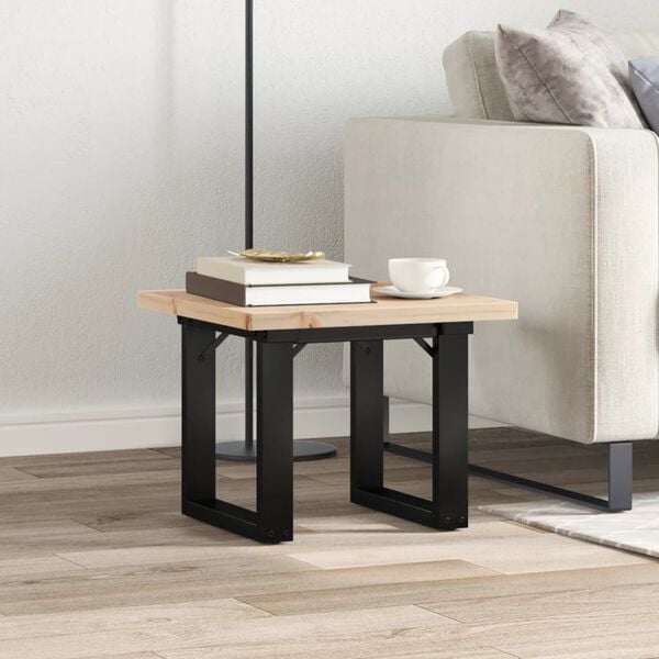 vidaXL Coffee Table O-Frame 50x50x35.5 cm Solid Wood Pine and Steel