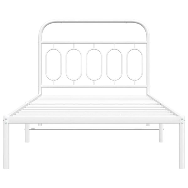 vidaXL Metal Bed Frame without Mattress with Headboard White 100x190cm
