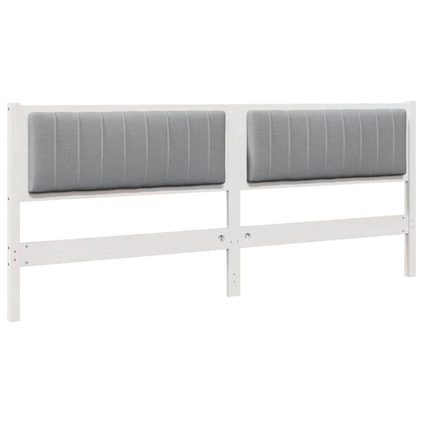 vidaXL Upholstered Headboard White 200 cm Solid Pine Wood
