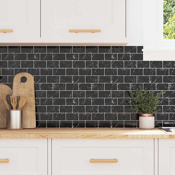 vidaXL Subway Tile 50 pcs Black Marble 30.5 x 30.5 cm
