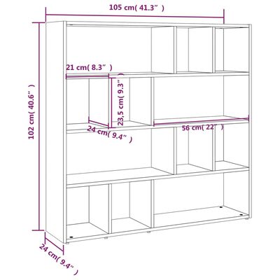 vidaXL Book Cabinet/Room Divider High Gloss White 105x24x102 cm