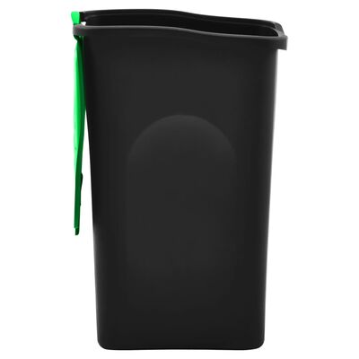 vidaXL Trash Bin with Hinged Lid 50L Black and Green