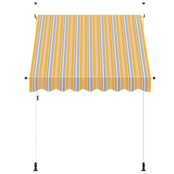 vidaXL Manual Retractable Awning 200 cm Yellow and Blue Stripes