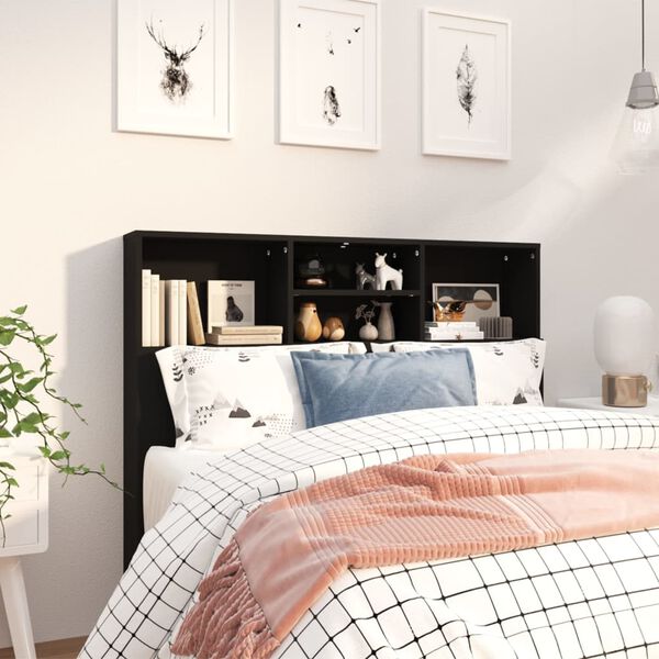 vidaXL Headboard Cabinet Black 120x19x103.5 cm